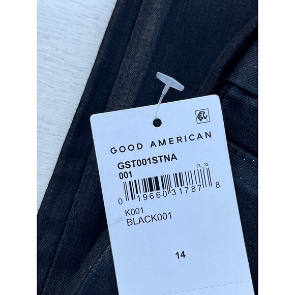 Good American Good Straight High Rise Coated Jeans in Black001 Size 14 - Picture 4 of 11